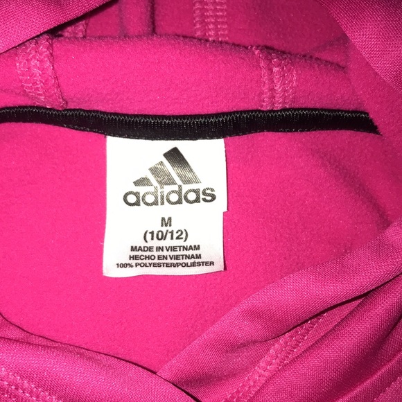 Girls Pink Adidas Pullover Hoodie.  Size M (10-12). - Picture 8 of 10